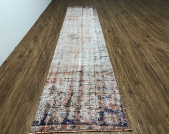 2x9 Turkish Runner Rug,2x9 ft,Wool Rug,Vintage Runner Rug,Oushak Runner Rug,Natural Runner Rug,Handmade Runner,Hallway Rug,278x56cm SKU.2360