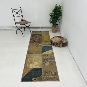 2x8 Vintag Patchwork kilim runner 2x8 colorful kilim runner 2x8 Turkish kilim runner 2x8 handmade runner 2x8 Modern vintage runner,253x73 cm