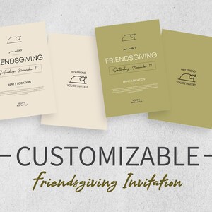 Customizable Friendsgiving Invitation Template - 5x7 - Two Color Options and Front Cover