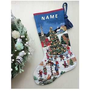 Finished Cross Stitch Christmas Stocking Personalization Christmas Gift Is Made To Order By NatalieARTEmbroidery.