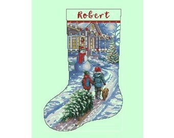 Cross Stitched Christmas Stocking PDF Pattern Downloadable