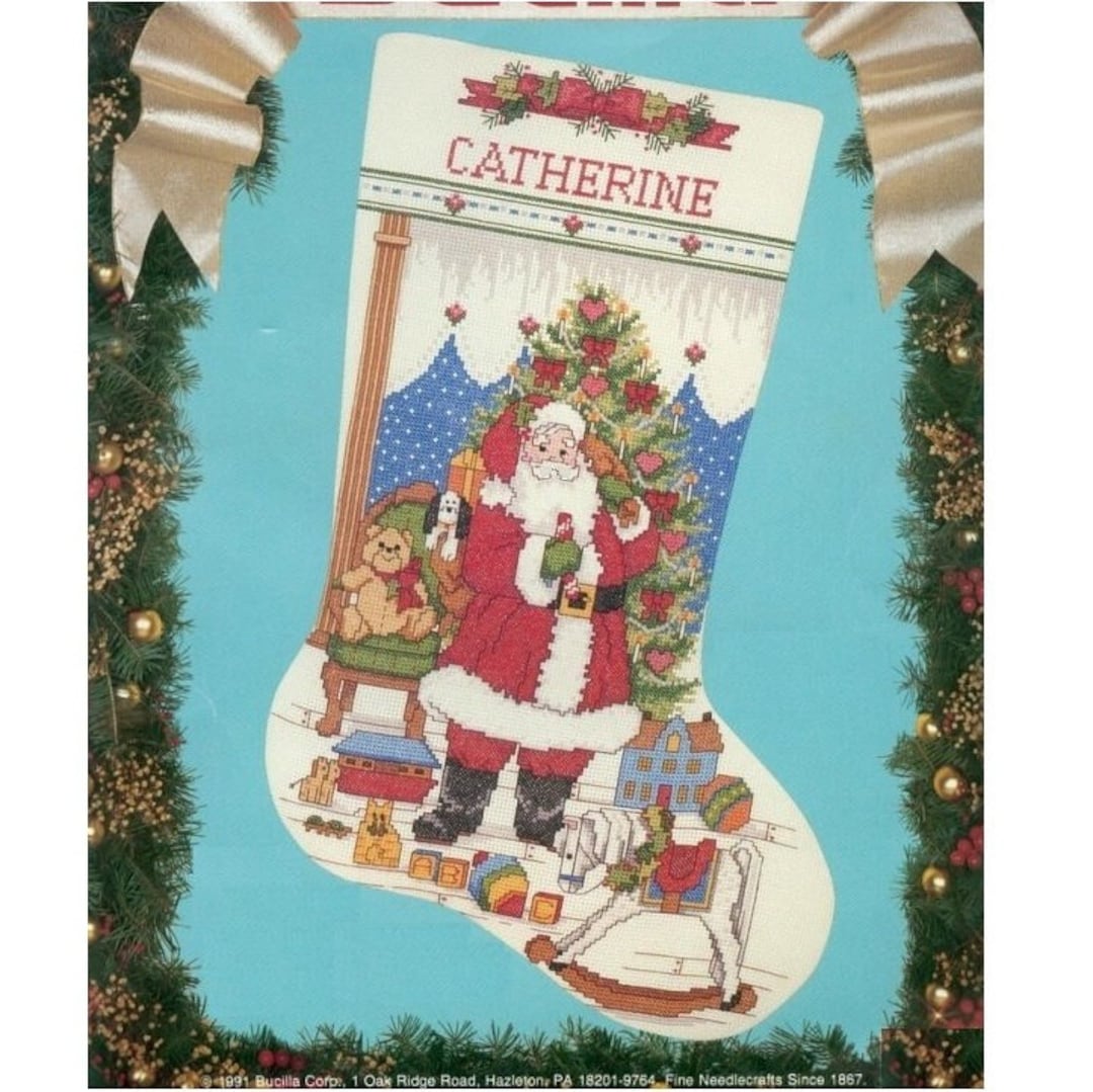 Finished Cross Stitch Christmas Stocking Personalization Etsy
