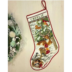 Finished Cross Stitch Christmas Stocking Personalization Christmas Gift Is Made To Order By NatalieARTEmbroidery.