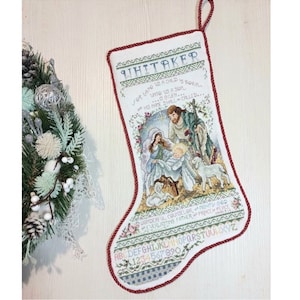 Finished Cross Stitch Christmas Stocking Personalization Christmas Gift Is Made To Order By NatalieARTEmbroidery.