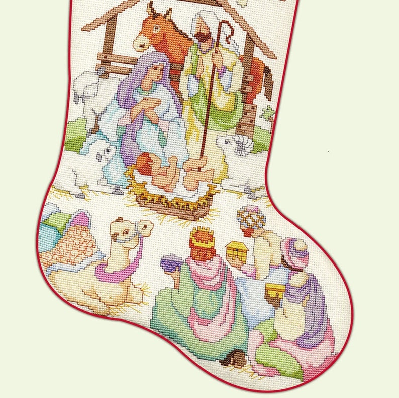 Finished Cross Stitch Christmas Stocking Personalization Christmas Gift