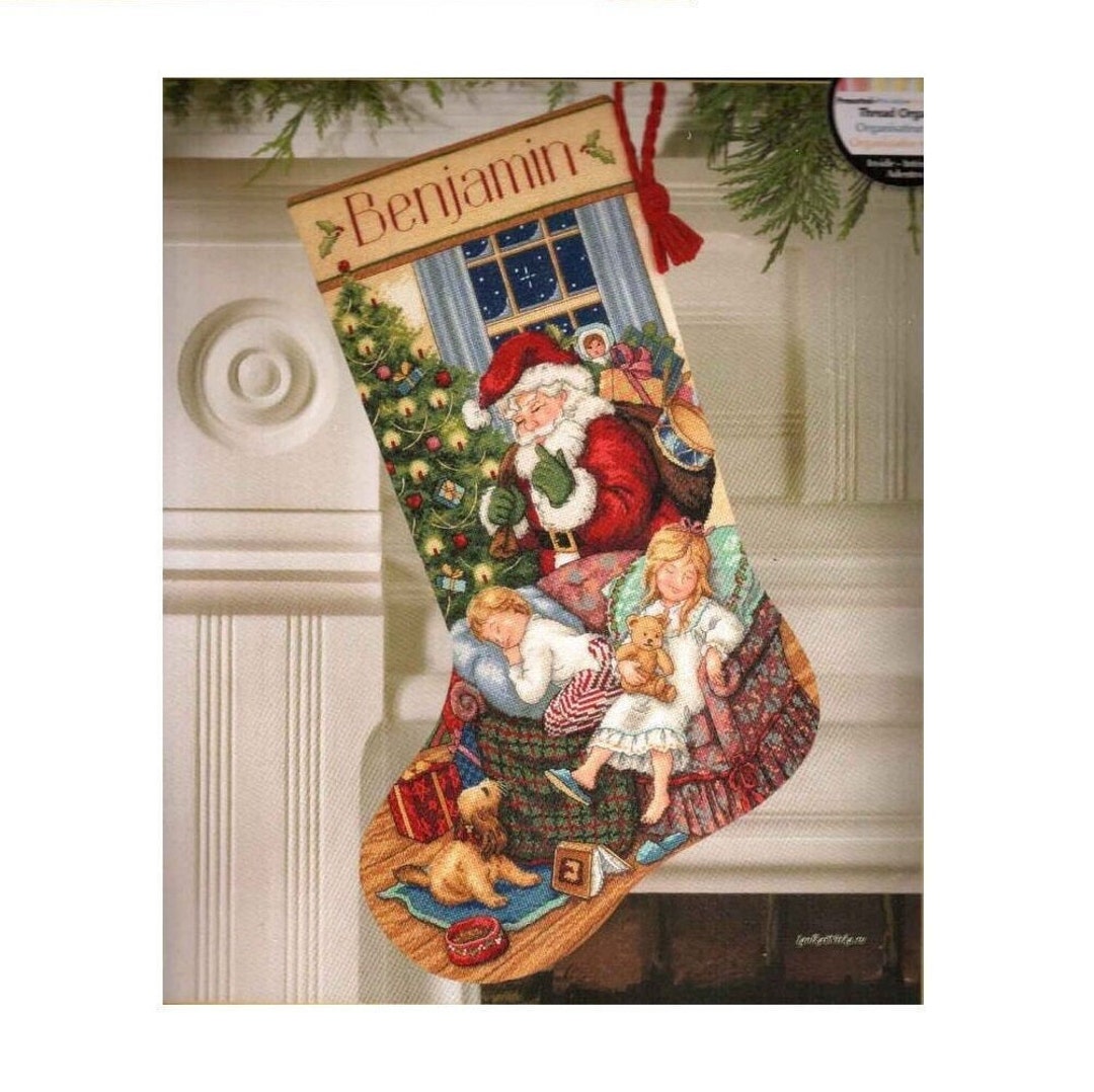 Finished Cross Stitch Christmas Stocking Personalization Etsy