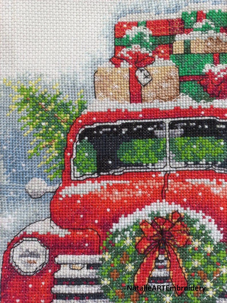 Finished Cross Stitch Christmas Stocking Personalization Christmas Gift by Natalieartembroidery