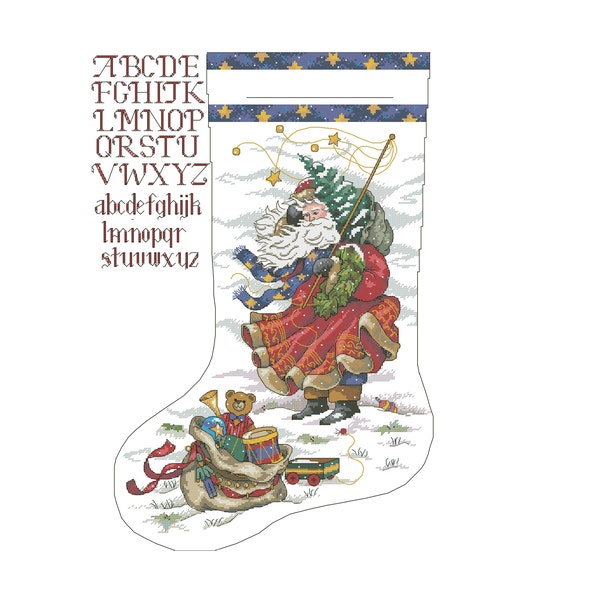 Cross Stitched Christmas Stocking PDF Pattern Downloadable