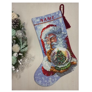 Finished Cross Stitch Christmas Stocking Personalization Christmas Gift Is Made To Order By NatalieARTEmbroidery.
