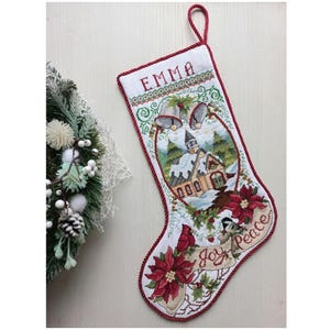 Finished Cross Stitch Christmas Stocking Personalization Christmas Gift Is Made To Order By NatalieARTEmbroidery.