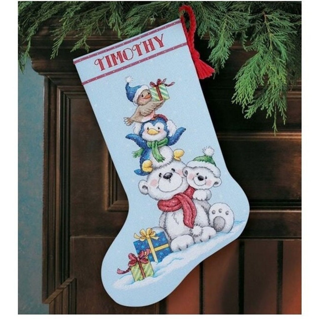Finished Cross Stitch Christmas Stocking Personalization Etsy