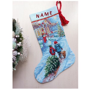 Finished Cross Stitch Christmas Stocking Personalization Christmas Gift Is Made To Order By NatalieARTEmbroidery.