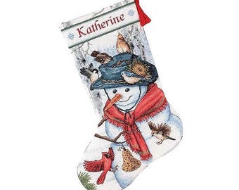 Media navideña personalizada con punto de cruz terminada. Regalo de Navidad hecho a pedido por NatalieARTEmbroidery.