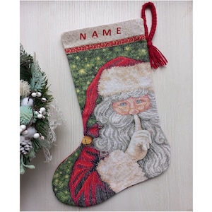 Finished Cross Stitch Christmas Stocking Personalization Christmas Gift Is Made To Order By NatalieARTEmbroidery.