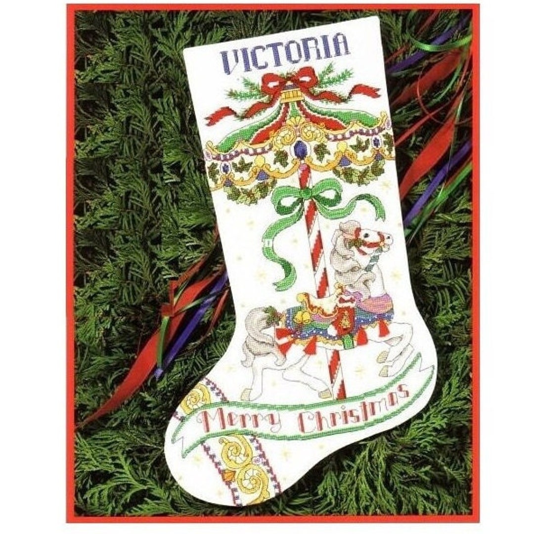 Finished Cross Stitch Christmas Stocking Personalization Christmas Gift