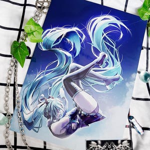 HATSUNE MIKU • Falling Miku Art Print • Vocaloid • A4 glossy print