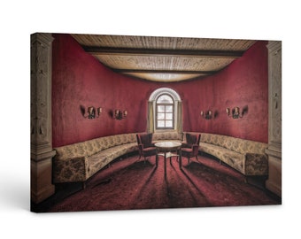 Lost Places canvas 30 x 20 cm &quot;red salon&quot; by Peter Untermaierhofer