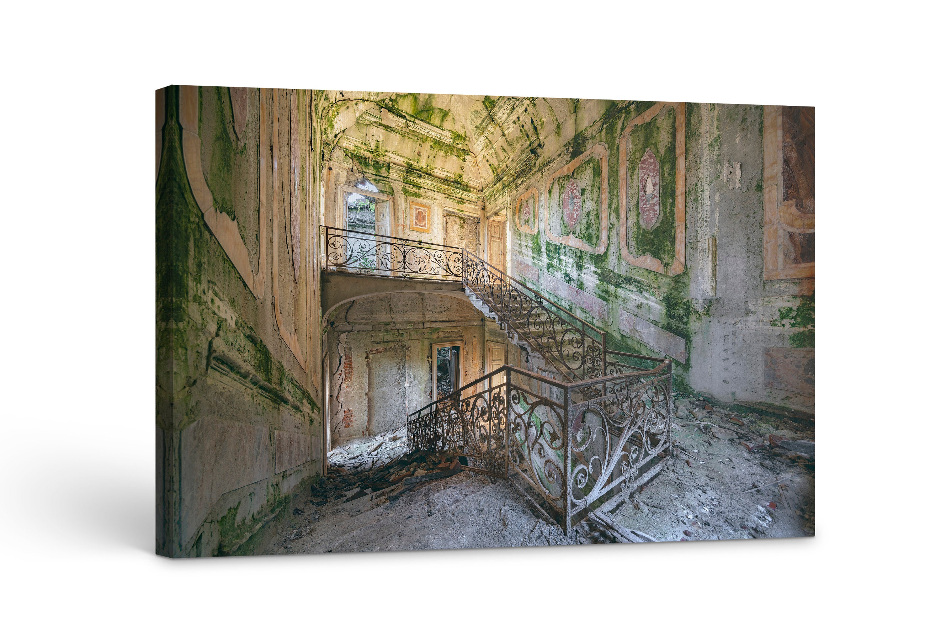 Lost Places canvas 30 x 20 cm "mossy staircase" by Peter Untermaierhofer