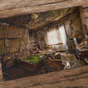 Postkarte No.5 - "moss bed" - DIN A5 Lost Places FineArt by Peter Untermaierhofer
