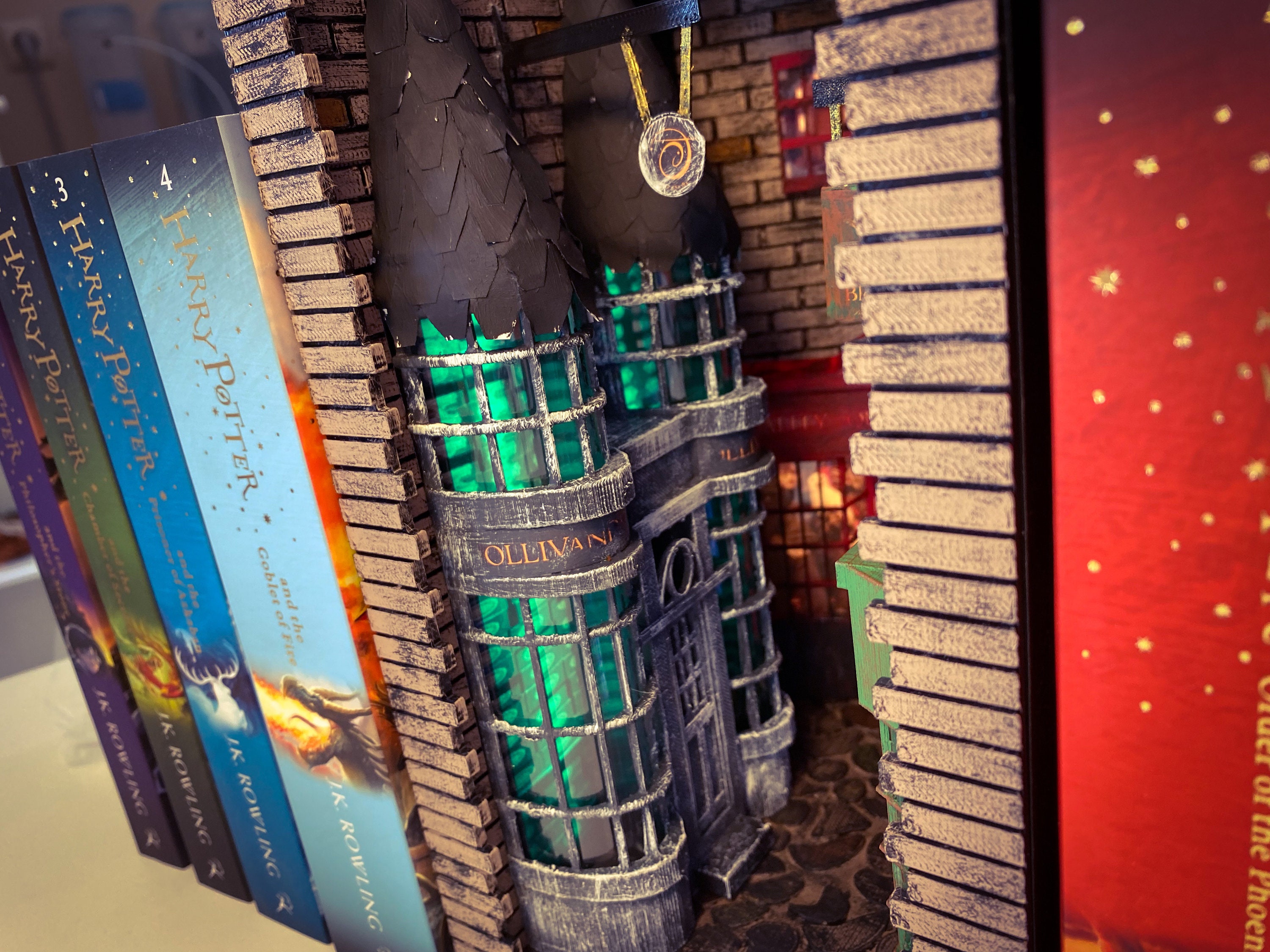 Book Nook Diagon Shelf Insert Magic Alley Bookshelf Diorama Etsy