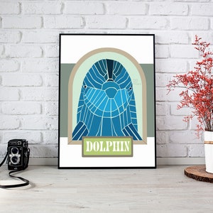 Dolphin Art Print, Mosaic Animal Artwork