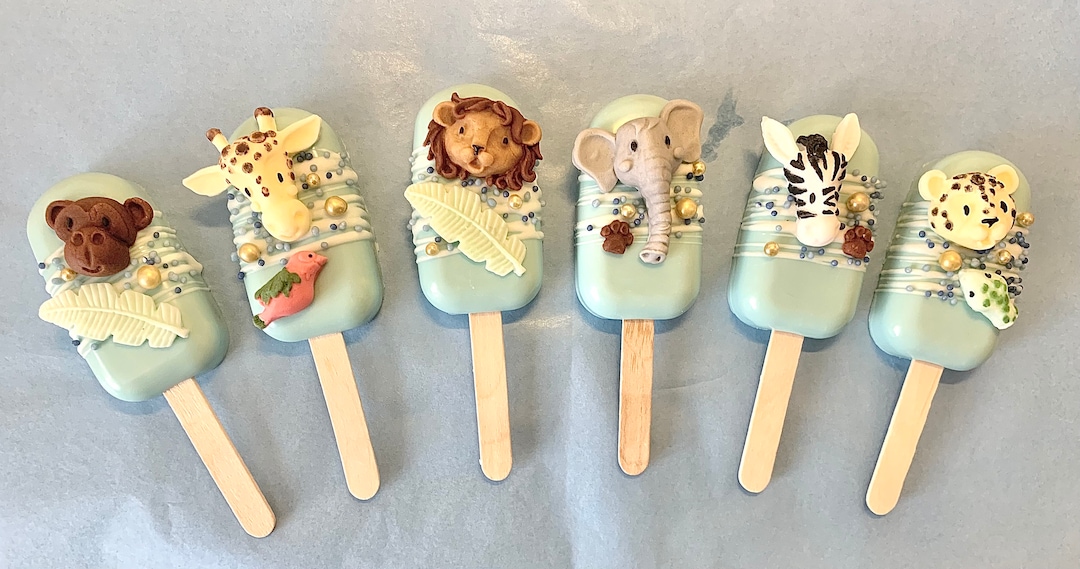 6 Safari Animals Cakesicles for Birthdays Christenings Etsy UK