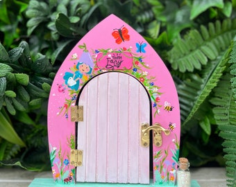 Puerta de hadas personalizada, hermoso niño y niña dormitorio hecho a mano regalo vivero decoración madera recuerdo regalos de Navidad, hada de los dientes