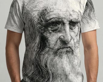 Camiseta de autorretrato de Leonardo Da Vinci: camiseta de arte renacentista