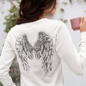Engelsflügel T-Shirt, Engelsflügel-T-Shirt, Mädchen-Ästhetik-Kleidung, Indie-Grunge-Kleidung, Damen Ultra Cotton Langarm-T-Shirt, Mädchengeschenk