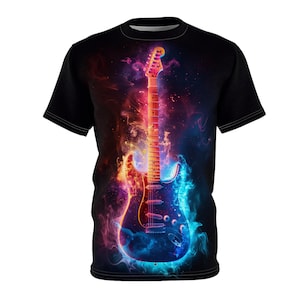 Burning Electric Guitar T-Shirt: Musician Rock Concert Apparel