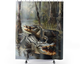 Alligatoren im Swamp Duschvorhang, Florida Gators Bunter Duschvorhang, Alligator Swamp Vorhang, Krokodile Duschvorhang Florida Crocs