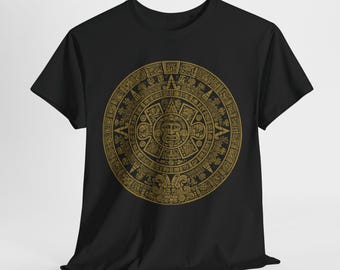 Mayan Time Wheel Graphic Tee: Azteken Sonne, Boho Style