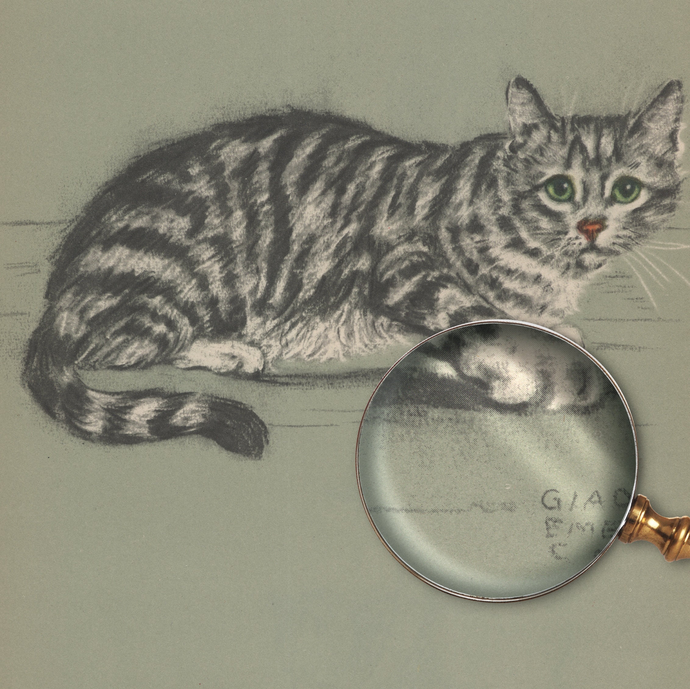1940s silver Tabby Original Book Illustration by Gladys Emerson Cook A ...
