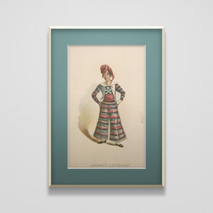 1890s &quot;Lambro&#39;s Lieutenant&quot; Original Chromolithographic Costume Fashion Print | Antique Victorian Burlesque Theater Souvenir Wall Art Decor