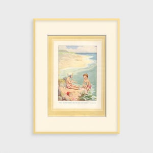 1930s Beach Babies Original Print by Harry G. Theaker from Waterbabies | Vintage Book Illustration, Baby Nursery Decor Fairytale Wall Art