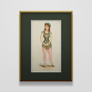 1890 &quot;Miss Emma Broughton&quot; Original Chromolithographic Theater Souvenir | Antique Victorian Burlesque Costume Fashion Print Wall Art Decor