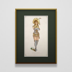 1890 &quot;Miss Farron&quot; Original Chromolithographic Theater Souvenir | Antique Victorian Burlesque Cowgirl Indian Costume Fashion Print Wall Art