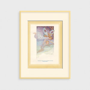 1930s Fairy & Baby Original Print by Harry G. Theaker | Vintage Queen of Fairies Book Illustration, Purple Nursery Decor Fairytale Wall Art