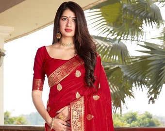 red colour fancy saree