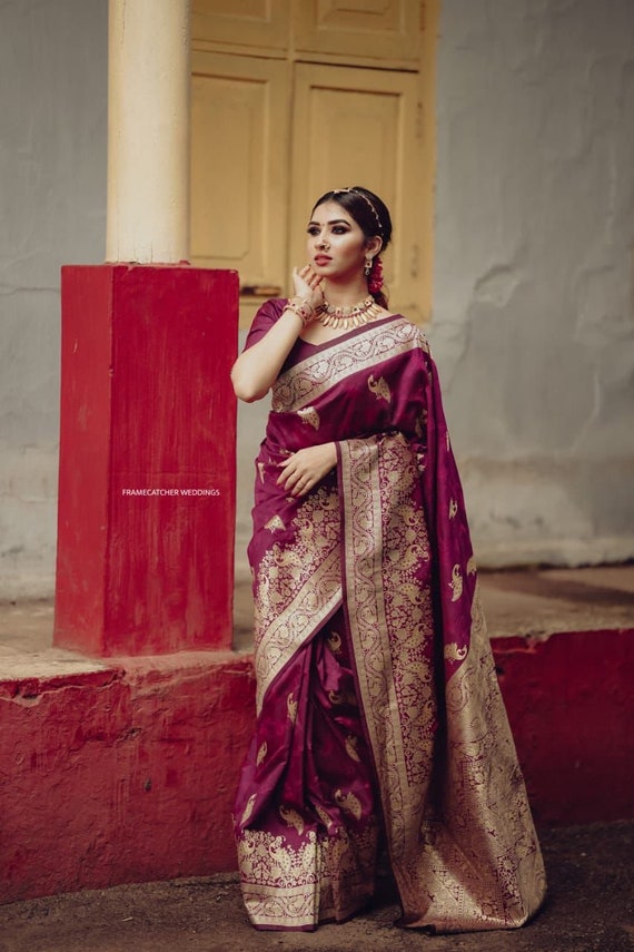 Wine Georgette Saree With Stones And Embroidery at Soch-sgquangbinhtourist.com.vn