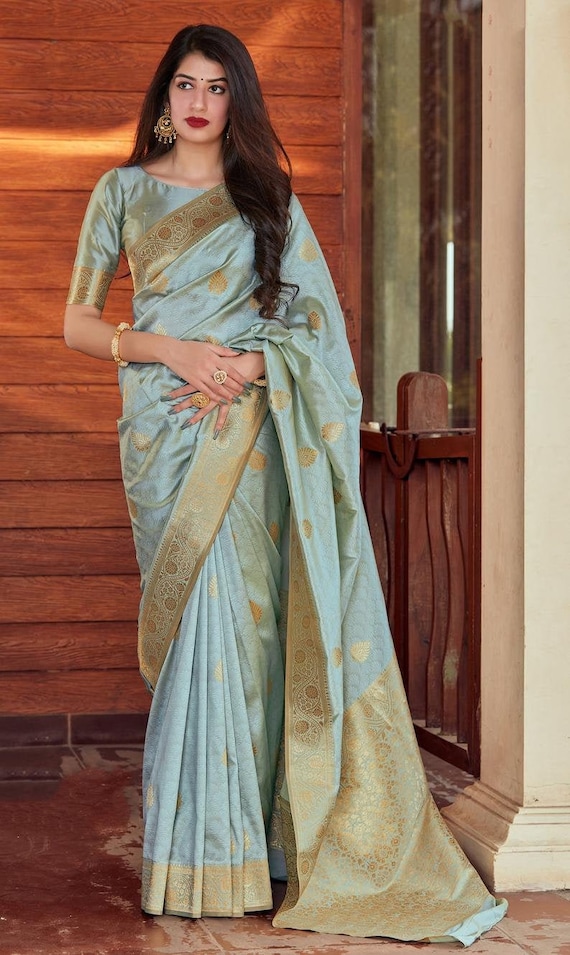 Banarasi Silk Traditional Saree In Pastel Green Colour - SR5010034