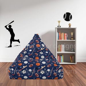 Sitzsackbezug mit Sportmotiven, Baseball-Sitzsack-Stuhlabdeckung für Jungenzimmer, dekorativer Sitzpouf für Kinder, Sportraumästhetik, Geschenk für Sportfans