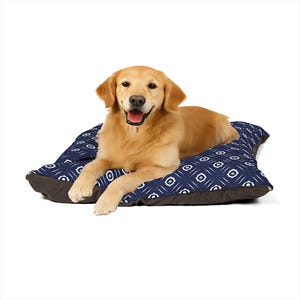 Indigo Damask Dog Bed, Luxury Dog Bed, Custom Personalized Dog Lounger, Dog Bed Medium, Large Dog Bed, Washable Dog Pillow, 3 Size Options