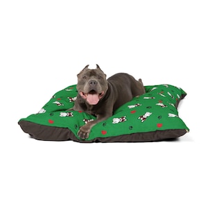 Personalized Green Pet Bed, Cute Large Dog Bed, French Bulldog Design Dog Pillow, Custom Dog Cushion, Pet Pillow, Washable Dog Bed, 3 Sizes