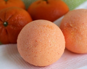ORANGE CREAMSICLE Bath Bomb - Large Fizzing Bath Fizzy - Citrus Vanilla Birthday Gift For Her - Handmade Spa Gift Basket Basket Filler