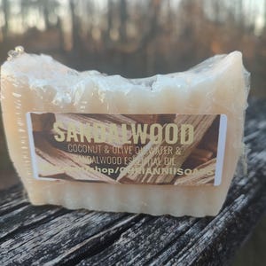 SANDALWOOD Homemade Soap Bar made with pure sandalwood essential oil 4oz warm woody earthy