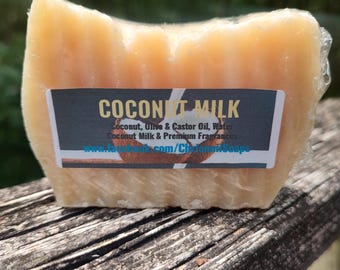 COCONUT MILK Premium Homemade Soap Bar smells like tropical coconuts coconut milk clean fresh cleansing fresh great lather