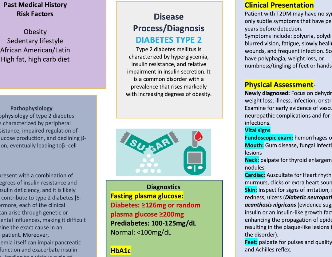 Type 2 Diabetes Concept Map and Study Guide - Etsy