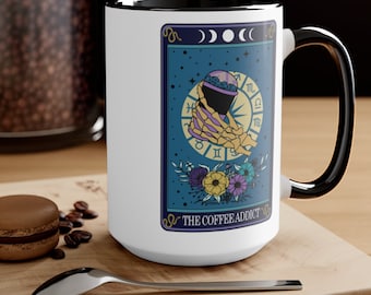 Hilarious Gift For Coffee Addict,  The Coffee Addict Tarot Mug, Tarot Coffee Lover Gift, Tarot Coffee Mug, Funny Coffee Cup Tarot