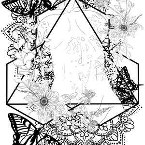 Tiddies, flowers, and butterflies coloring page